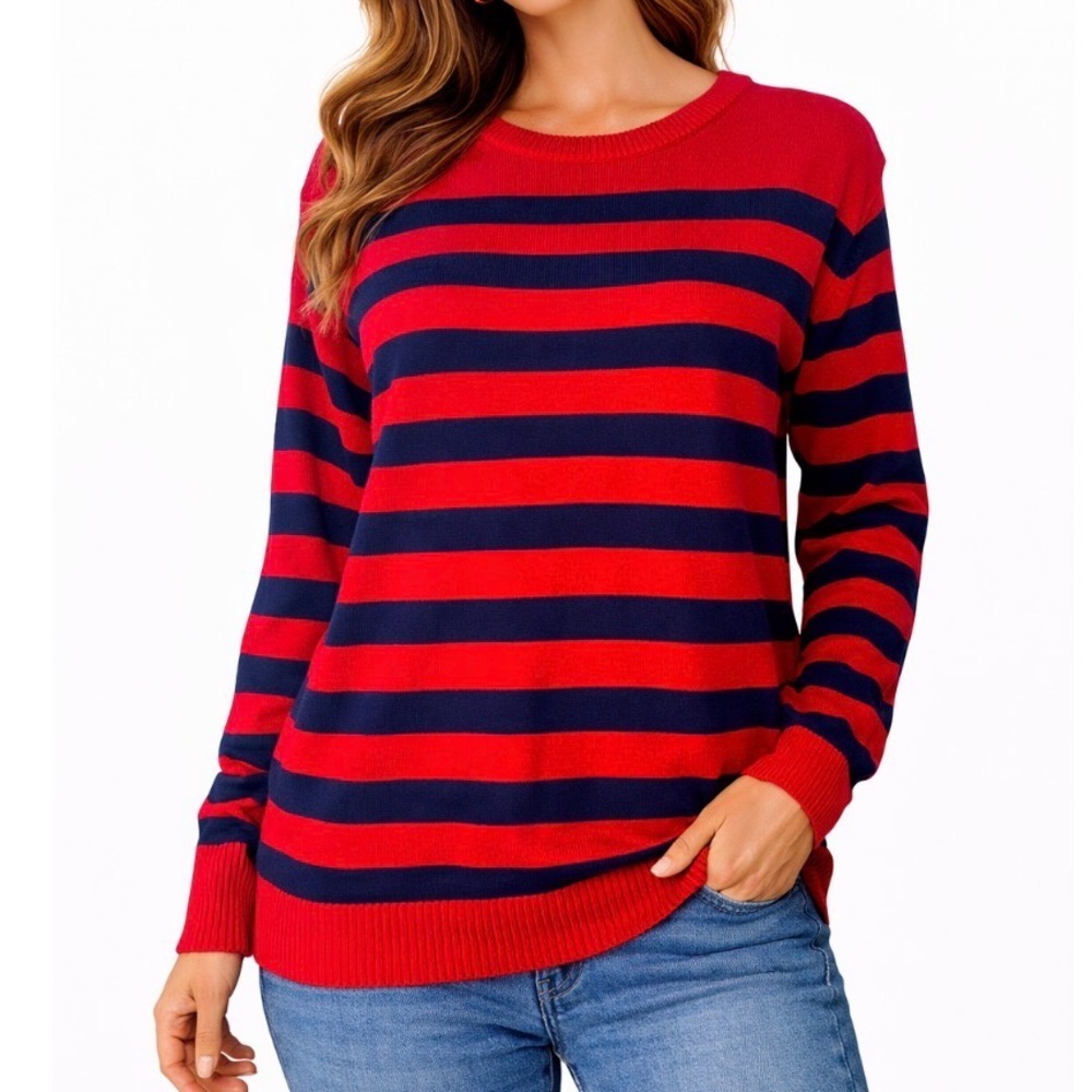 Vintage Tommy Hilfiger Classic Cable knit Striped Sweater SZ Large 100% SZ L